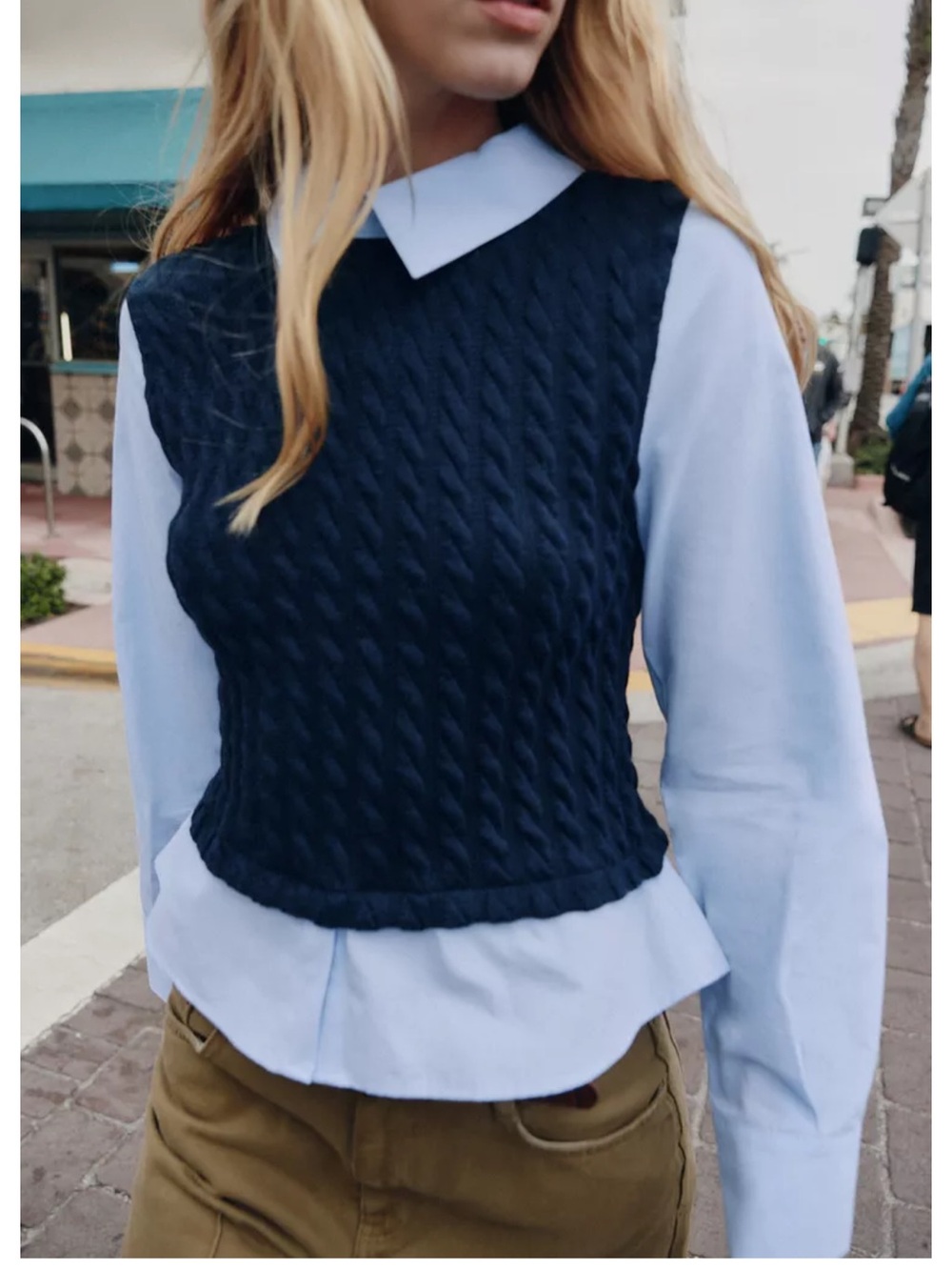 Zara 2 in 1 combo shirt blue/navy size S